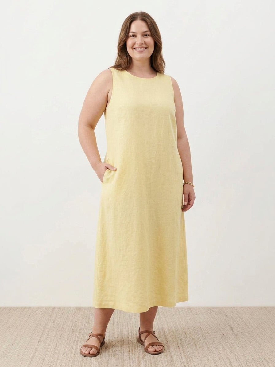Effortless Maxi Dress for Women Round-Neck Sleeveless A-Line