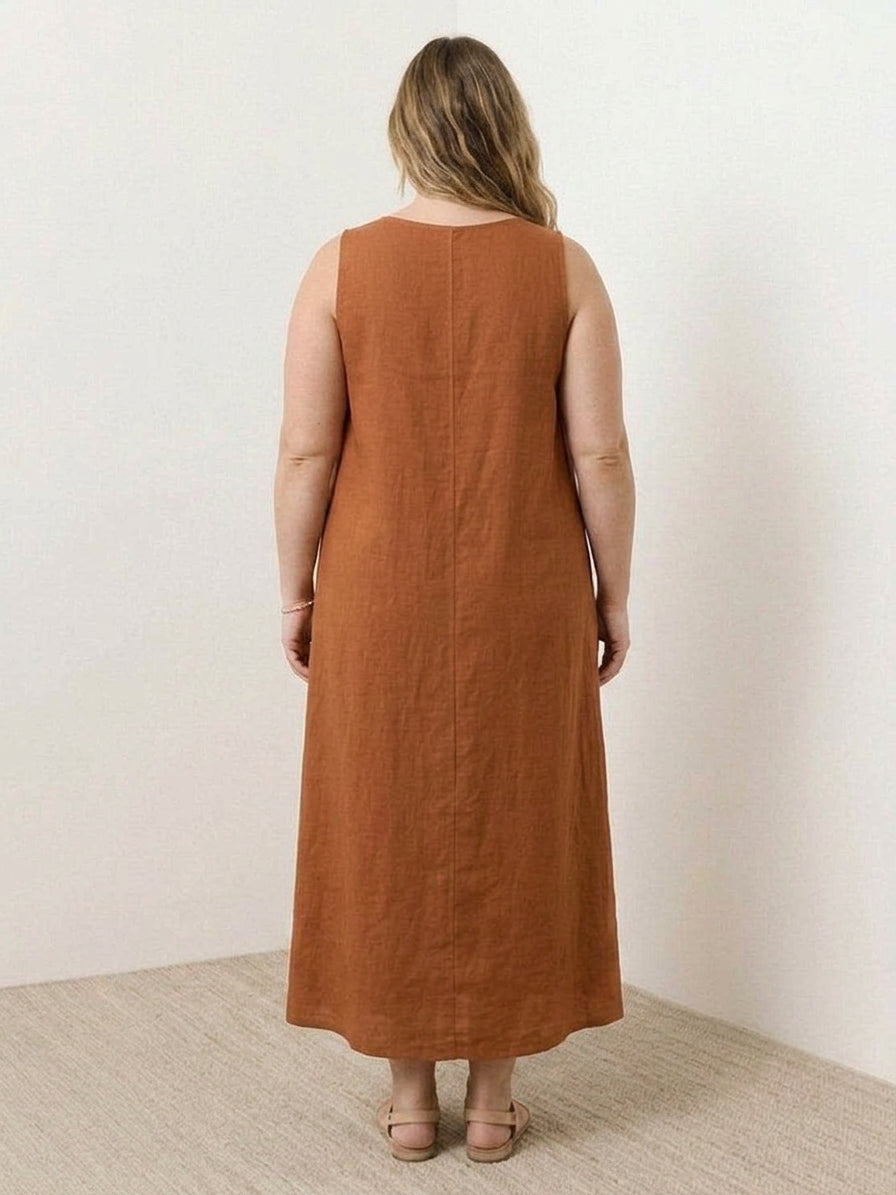 Effortless Maxi Dress for Women Round-Neck Sleeveless A-Line