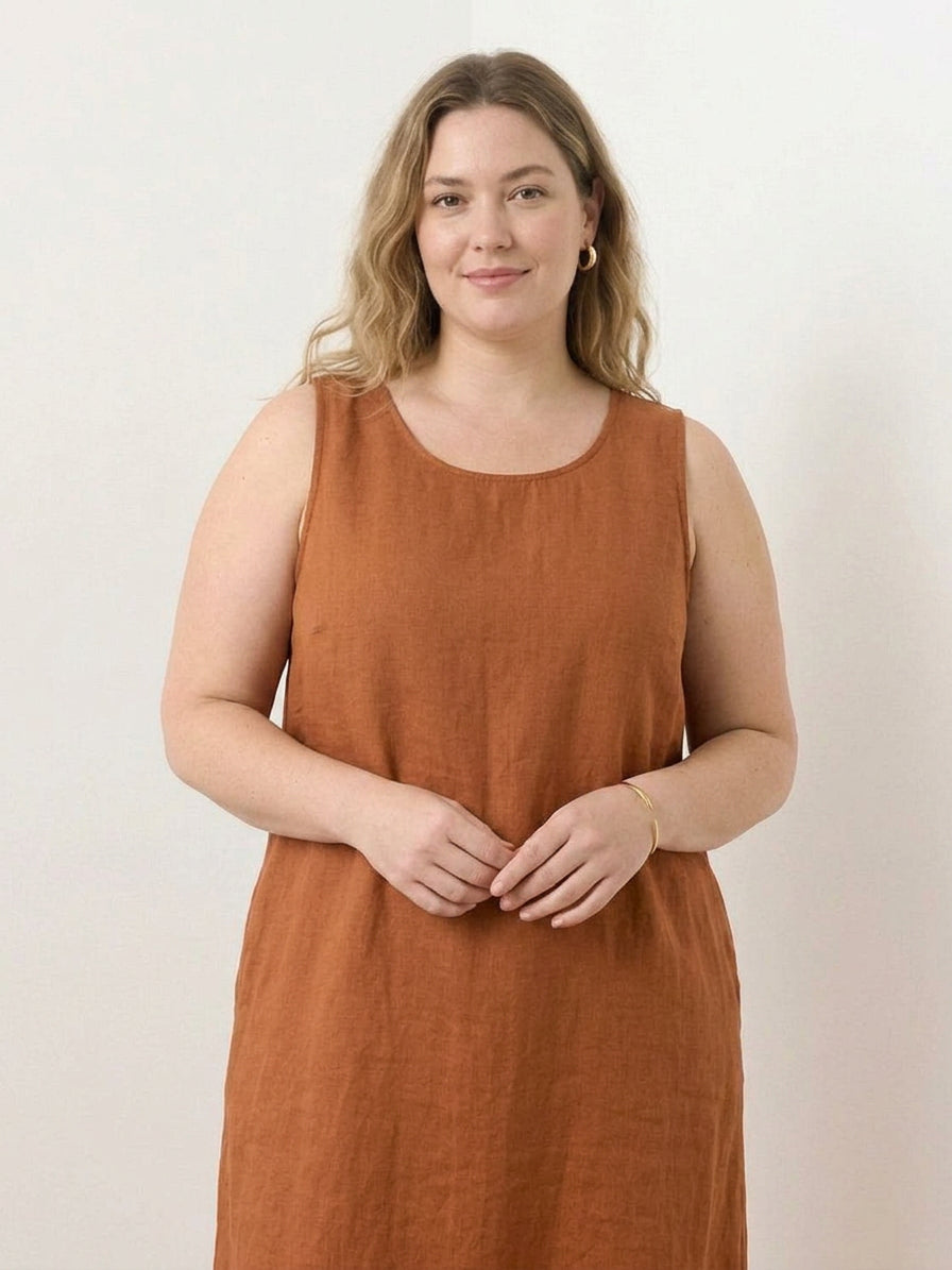 Effortless Maxi Dress for Women Round-Neck Sleeveless A-Line