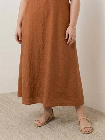 Effortless Maxi Dress for Women Round-Neck Sleeveless A-Line