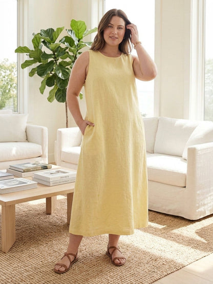 Effortless Maxi Dress for Women Round-Neck Sleeveless A-Line