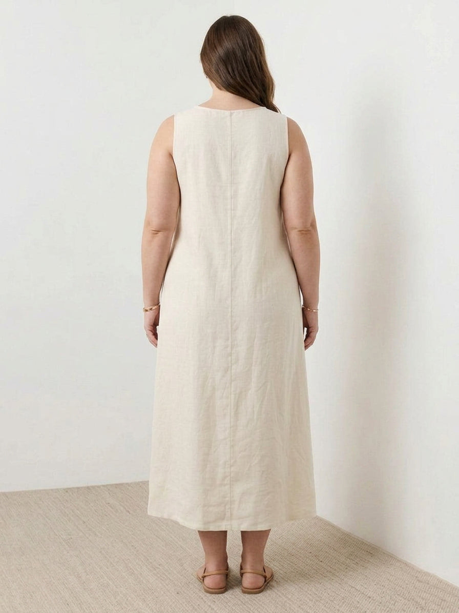 Effortless Maxi Dress for Women Round-Neck Sleeveless A-Line