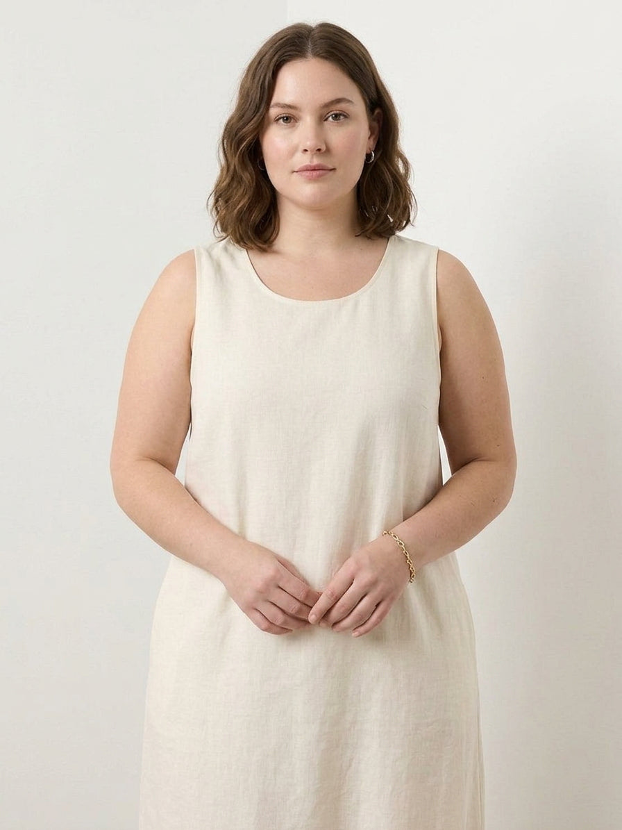 Effortless Maxi Dress for Women Round-Neck Sleeveless A-Line