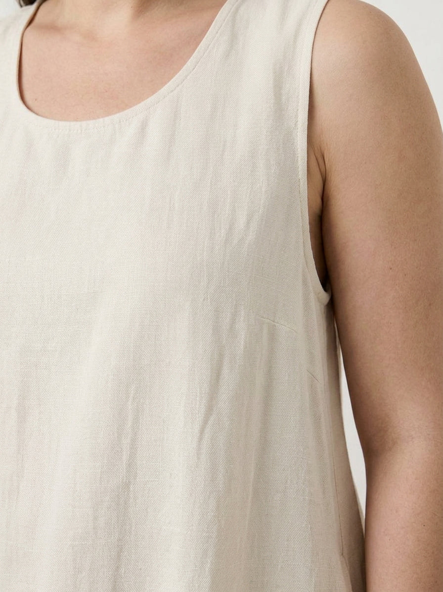 Effortless Maxi Dress for Women Round-Neck Sleeveless A-Line