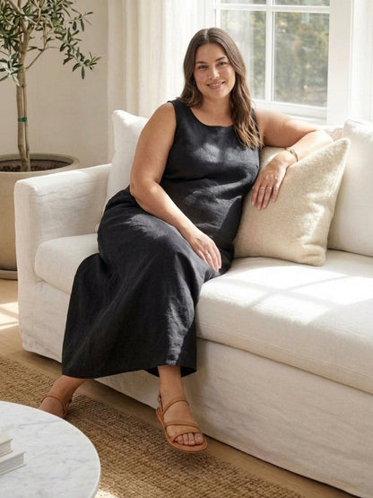 Effortless Maxi Dress for Women Round-Neck Sleeveless A-Line