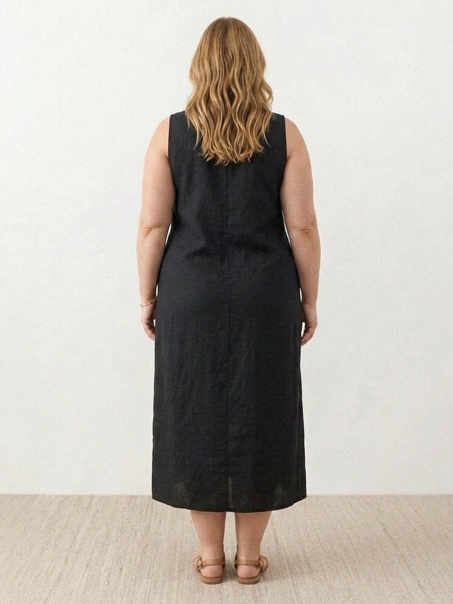 Effortless Maxi Dress for Women Round-Neck Sleeveless A-Line