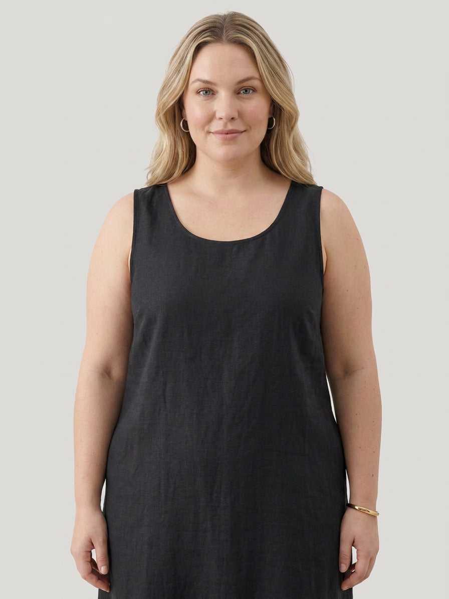 Effortless Maxi Dress for Women Round-Neck Sleeveless A-Line