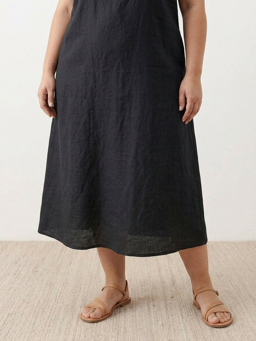 Effortless Maxi Dress for Women Round-Neck Sleeveless A-Line