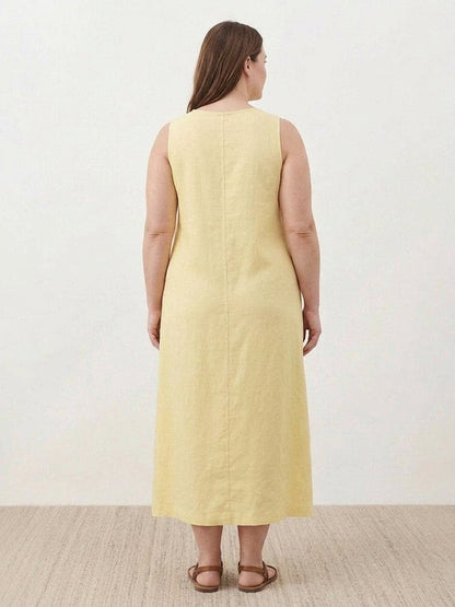 Effortless Maxi Dress for Women Round-Neck Sleeveless A-Line