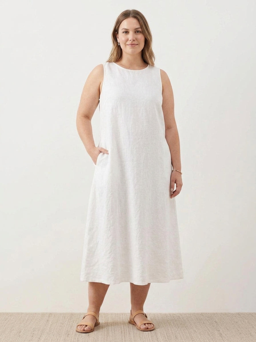 Effortless Maxi Dress for Women Round-Neck Sleeveless A-Line