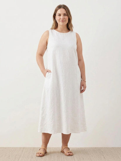 Effortless Maxi Dress for Women Round-Neck Sleeveless A-Line