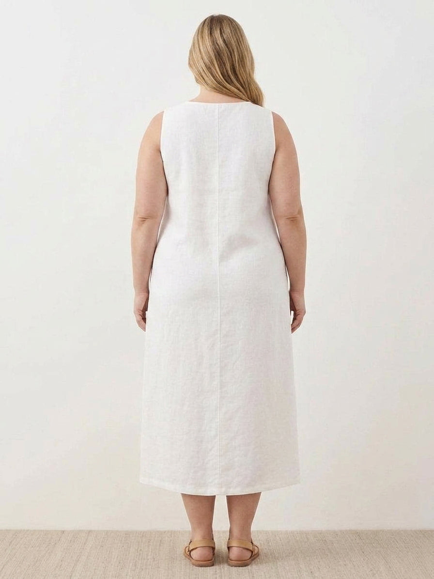 Effortless Maxi Dress for Women Round-Neck Sleeveless A-Line