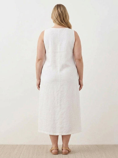 Effortless Maxi Dress for Women Round-Neck Sleeveless A-Line