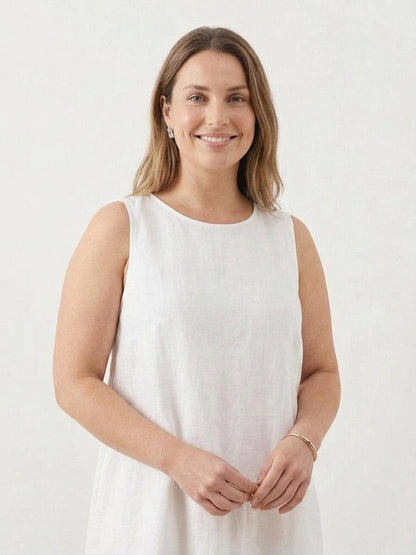 Effortless Maxi Dress for Women Round-Neck Sleeveless A-Line