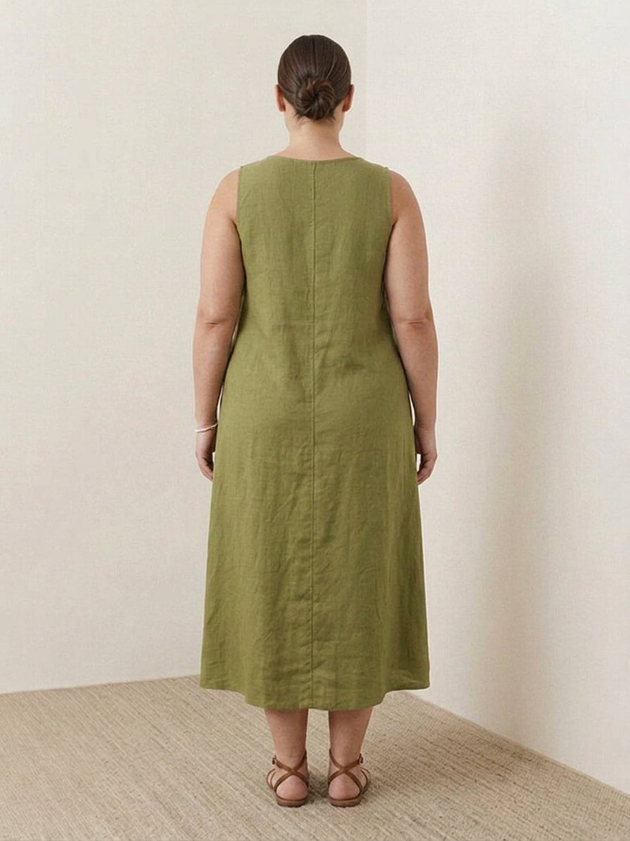 Effortless Maxi Dress for Women Round-Neck Sleeveless A-Line