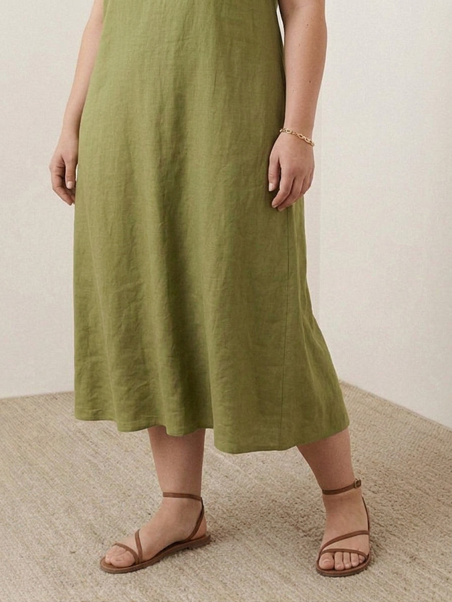 Effortless Maxi Dress for Women Round-Neck Sleeveless A-Line