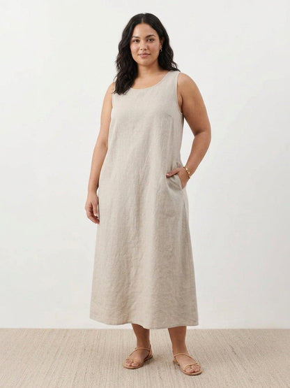 Effortless Maxi Dress for Women Round-Neck Sleeveless A-Line