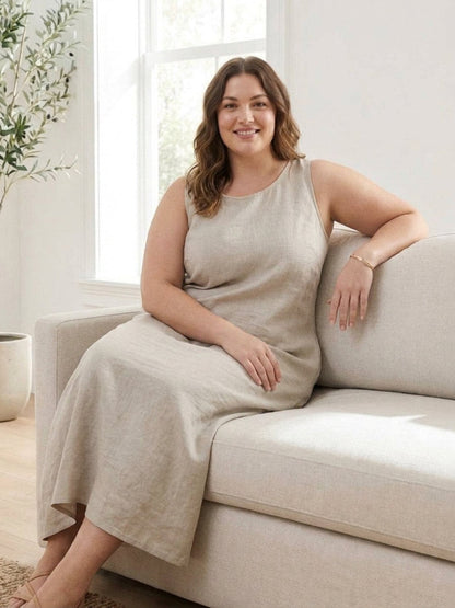 Effortless Maxi Dress for Women Round-Neck Sleeveless A-Line
