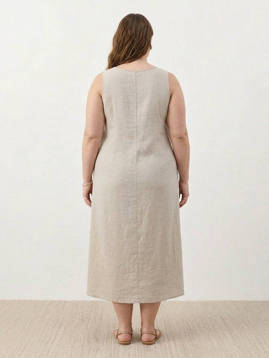 Effortless Maxi Dress for Women Round-Neck Sleeveless A-Line