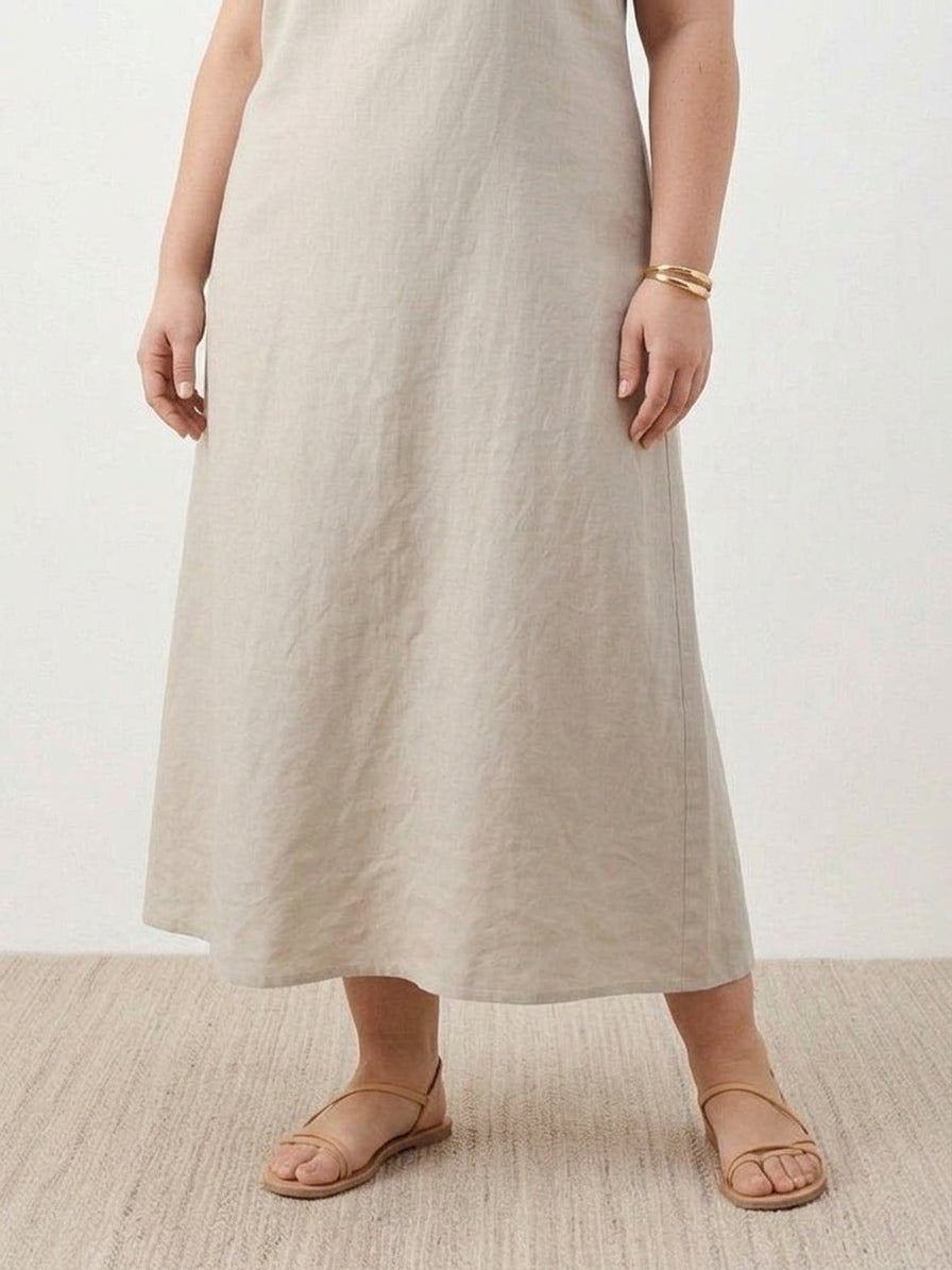 Effortless Maxi Dress for Women Round-Neck Sleeveless A-Line