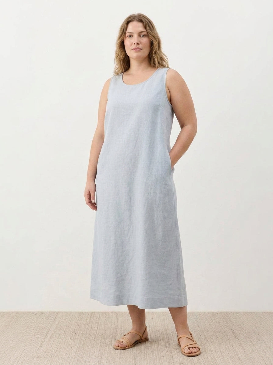 Effortless Maxi Dress for Women Round-Neck Sleeveless A-Line