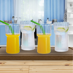 Bela High Striped Glasses Set | Thick Glass, 590ml Capacity