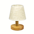 Nightstand Table Lamp, Solid Wood Base, Pleated Fabric Shade, 3W LED