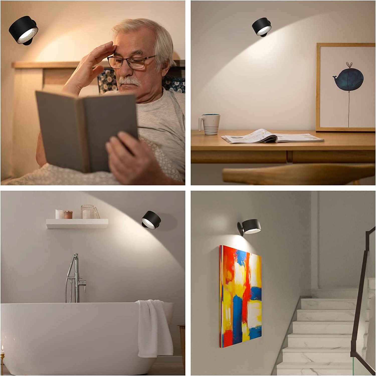 Brix Wireless Wall Lamp | 360° Rotatable, USB Rechargeable