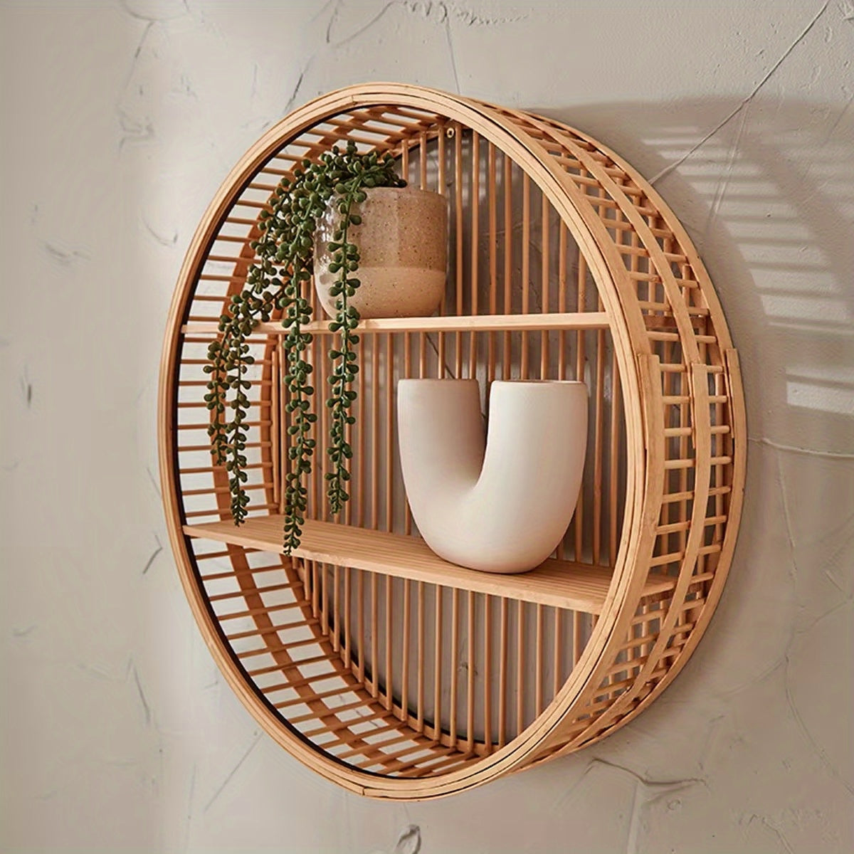 Bela Round Bamboo Shelf | Handmade, Eco-Friendly Wall Organizer