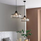 Belo Crystal Pendant Light | Adjustable Height, Matte Black Frame