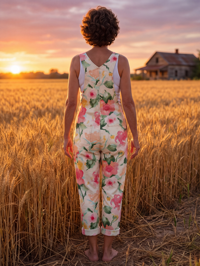 Effortless Overalls for Women Floral Wide-Strap Sleeveless