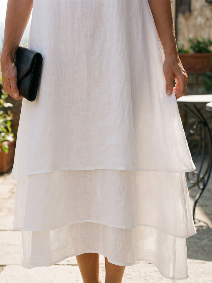 Effortless Layered Maxi Dress for Women Ruffle Hem Flutter