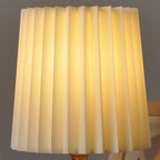 Classic Korean Pleated Column Table Lamp with Solid Wood Base - 1 Light