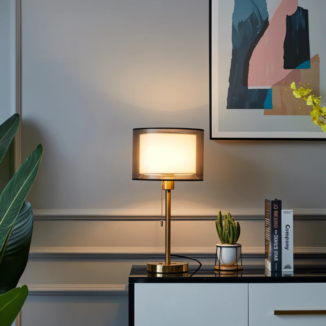 Luma Table Lamp | Double Fabric Shade, Warm Ambient Light