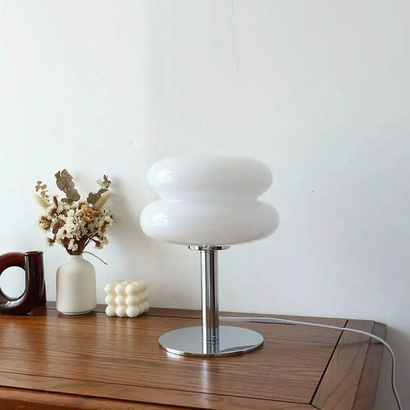 Lunaro Table Lamp | Bauhaus Design, Glass Ripple Shade