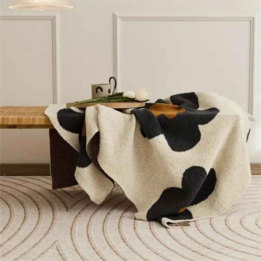 Bela Chenille Plaid Blanket | Floral Design, Soft Velvet
