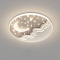 Nordic-Inspired Round Aluminum LED Flush Mount Ceiling Light with Star and Moon Design