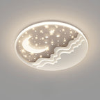 Nordic-Inspired Round Aluminum LED Flush Mount Ceiling Light with Star and Moon Design