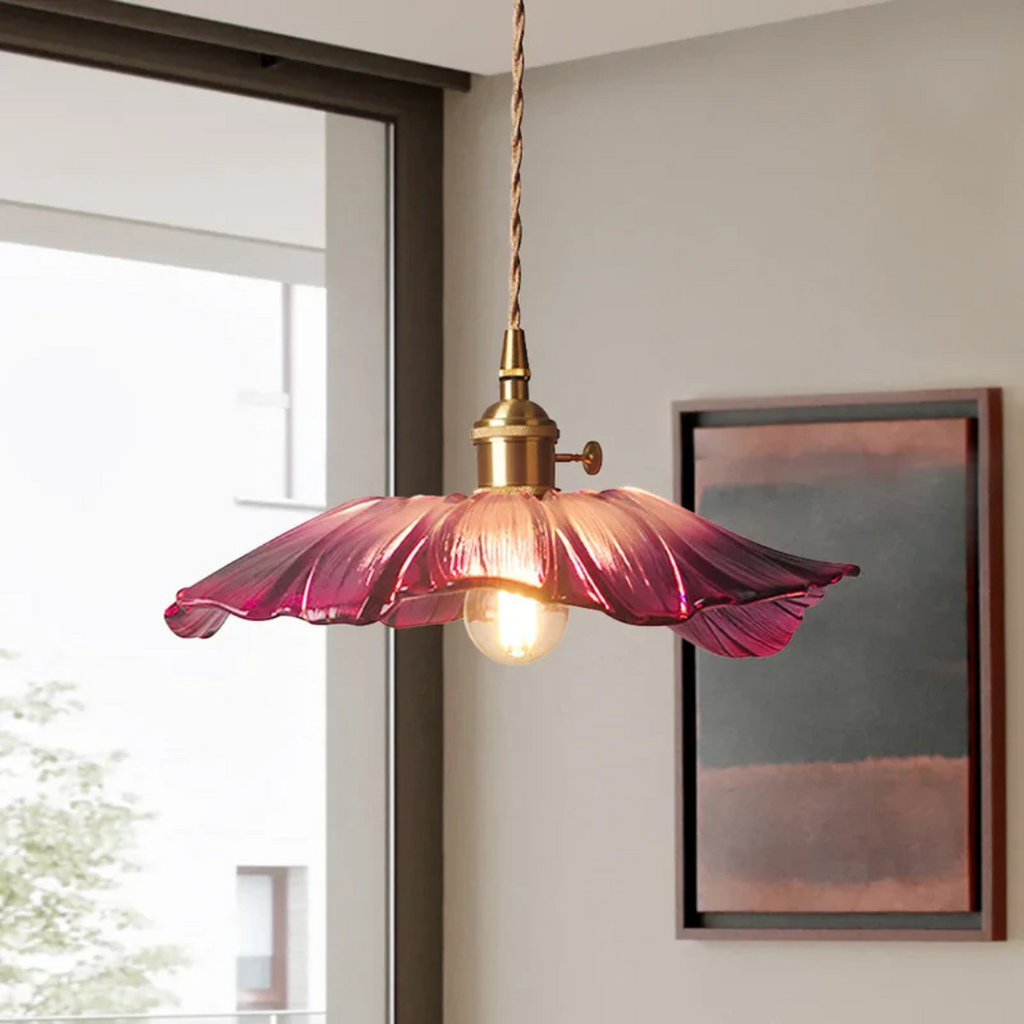 Myloq - Vintage Lotus Glass Hanging Lamp