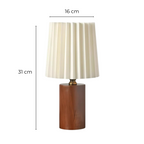 Bela LED Tafellamp | Houten Voet, Geplisseerde Kap