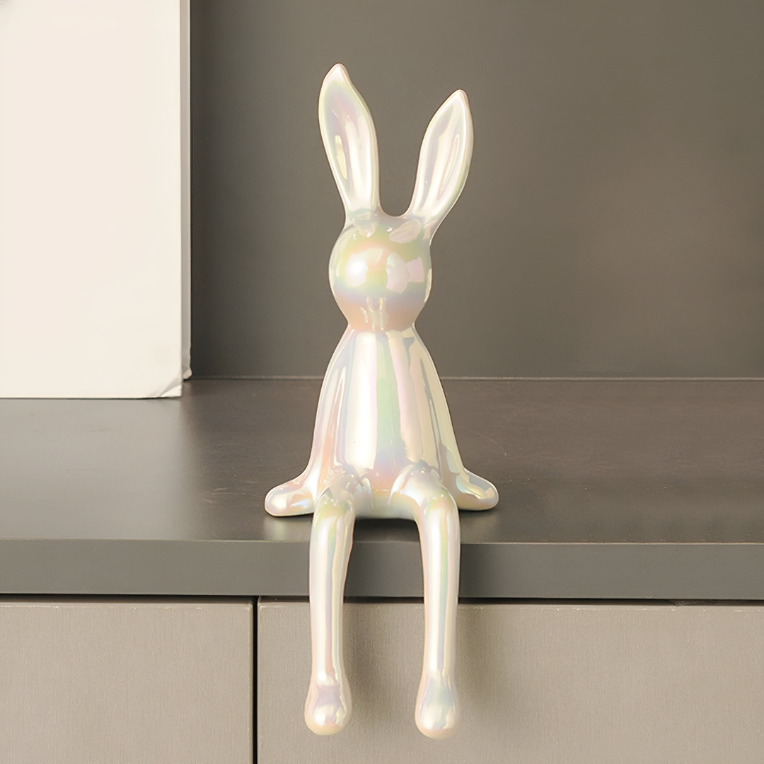 Clavra - Shimmering Ceramic Rabbit Statue