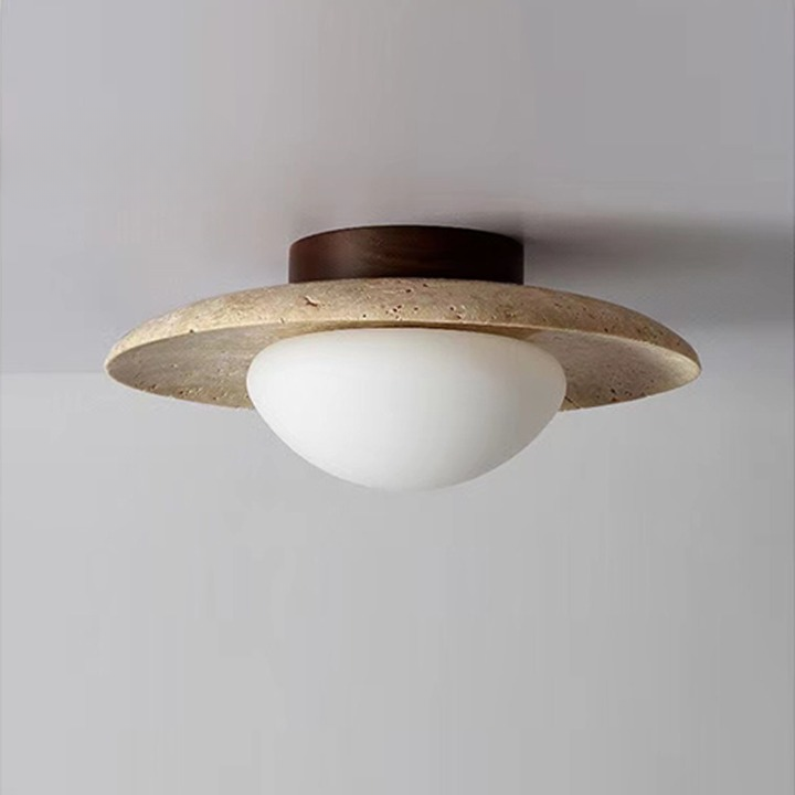 Lyonea - Simple Travertine LED Ceiling Lamp