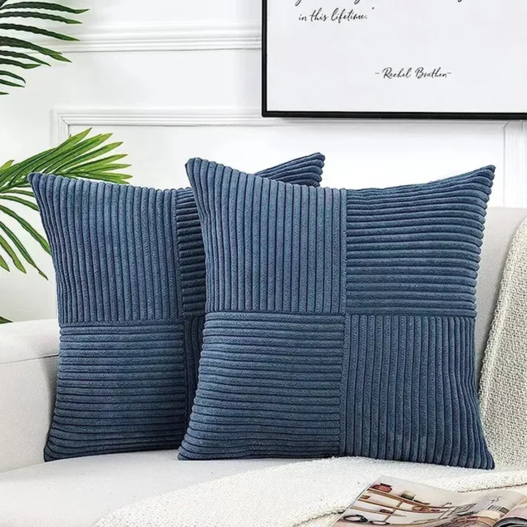 Bello Corduroy Cushion Covers | Soft Striped Texture, Invisible Zipper