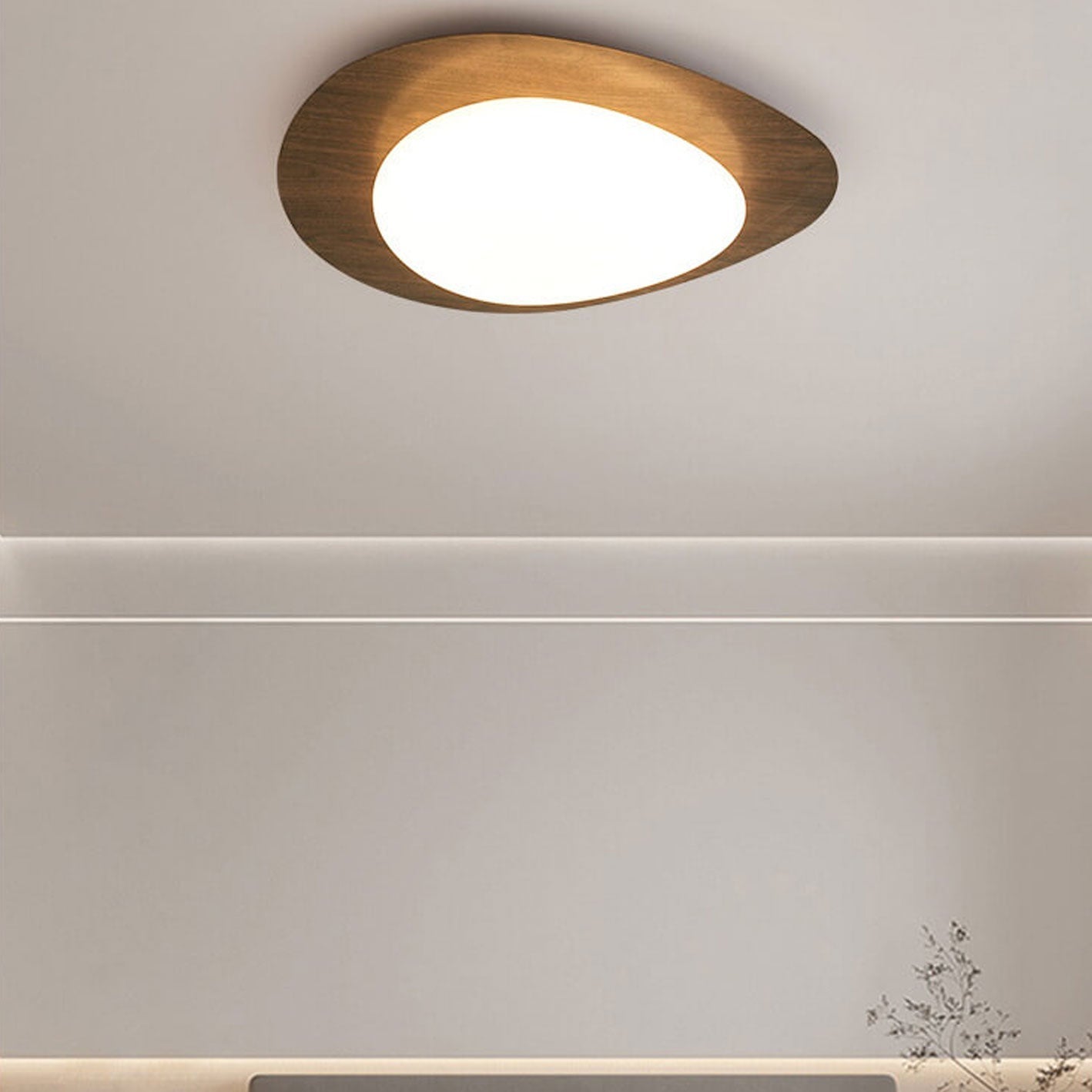 Nordic Style Iron Wood Grain Pebble LED Flush Mount Ceiling Fixture