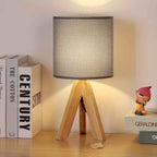 Beneva Tripod Table Lamp | Wooden Base, Fabric Shade