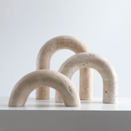 Bela Decorative Arch Figures | Travertine Marble Style, Set of 3