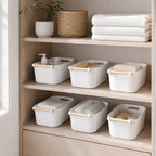 Storage Tub with Wooden Handles Open Top Household Organizer
