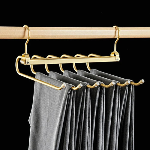 6-Tier Pants Hanger Organizer with 360° Rotating Hook – Aluminum Alloy Design