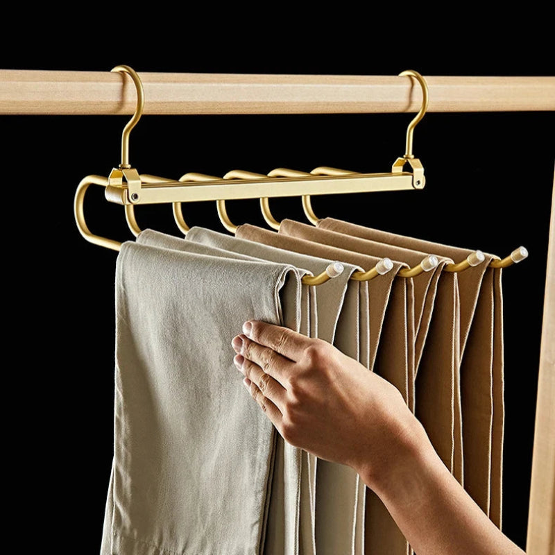 6-Tier Pants Hanger Organizer with 360° Rotating Hook – Aluminum Alloy Design
