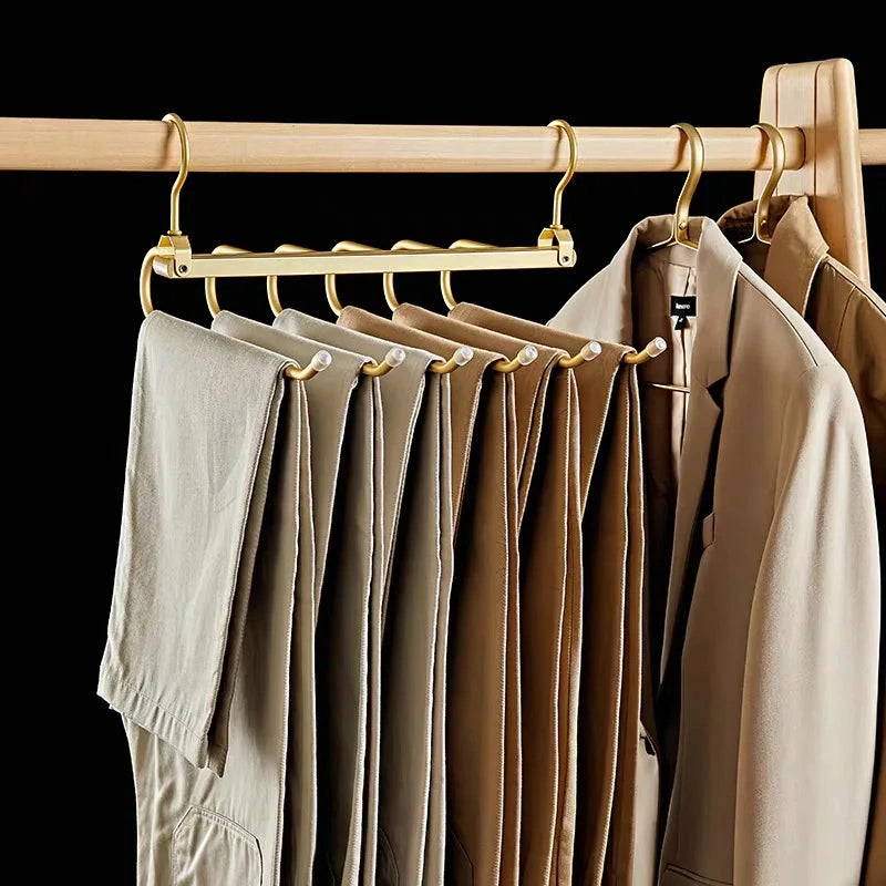 6-Tier Pants Hanger Organizer with 360° Rotating Hook – Aluminum Alloy Design